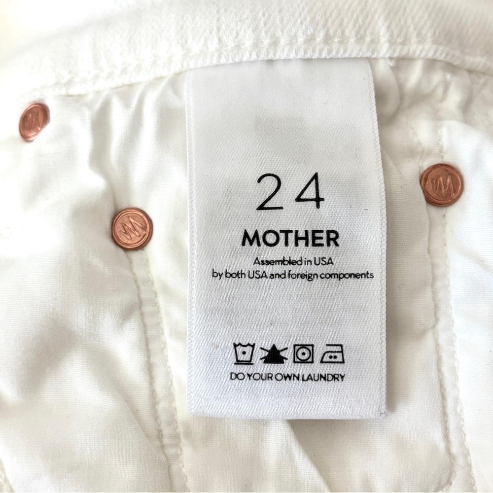 MOTHER The Insider Crop Step Fray White Jeans In Fairest Of Them All Size 24 - Picture 15 of 16